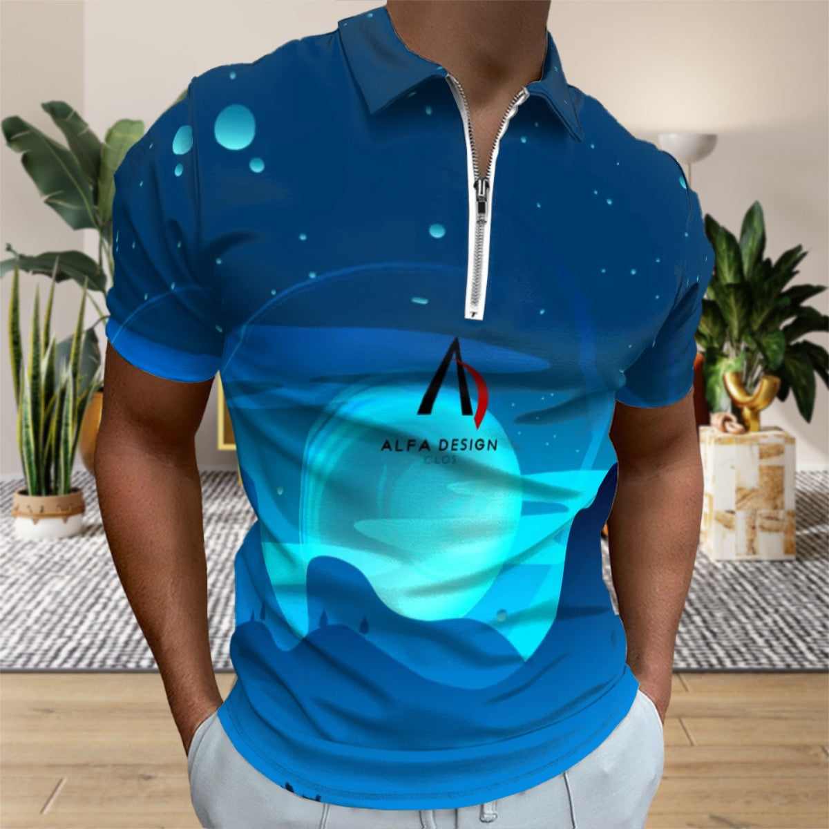 Zip Polo Shirts for Men Slim Fit ALFA   Z   22  ALFA   719
