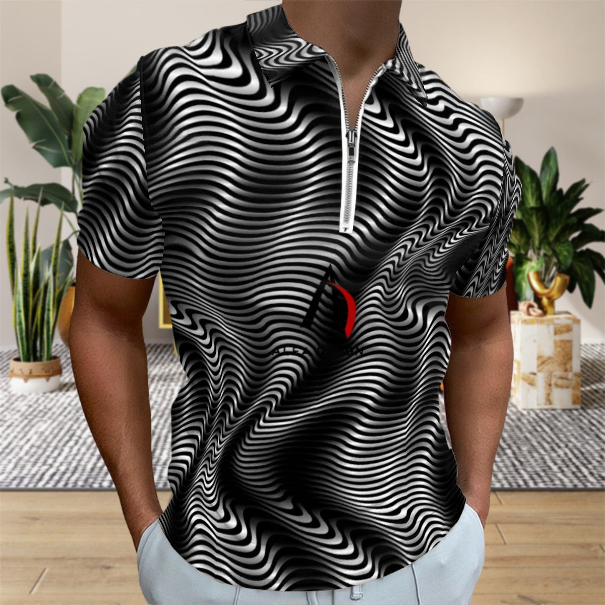 Zip Polo Shirts for Men Slim Fit ALFA     K 72 ALFA    K  32 ALFA   Z   22  ALFA   719
