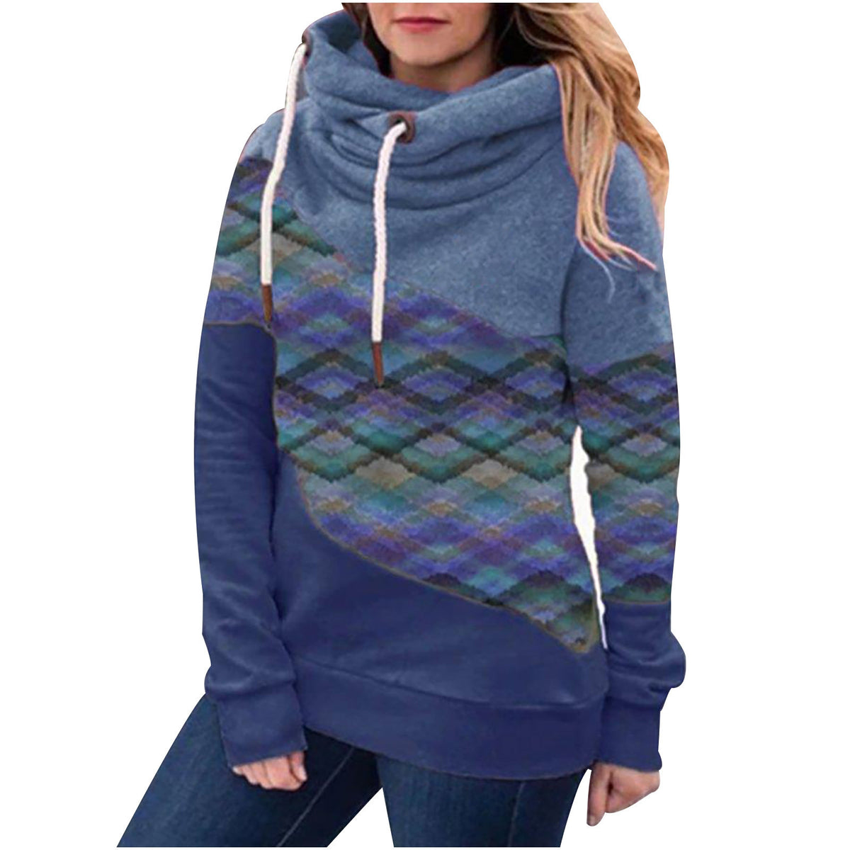 Stitching hooded women's sweater