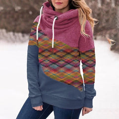 Stitching hooded women's sweater