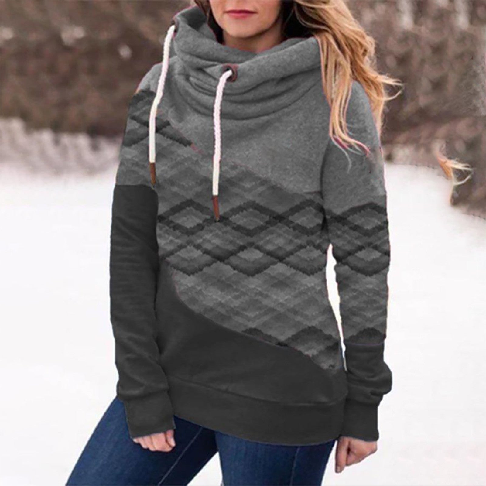 Stitching hooded women's sweater