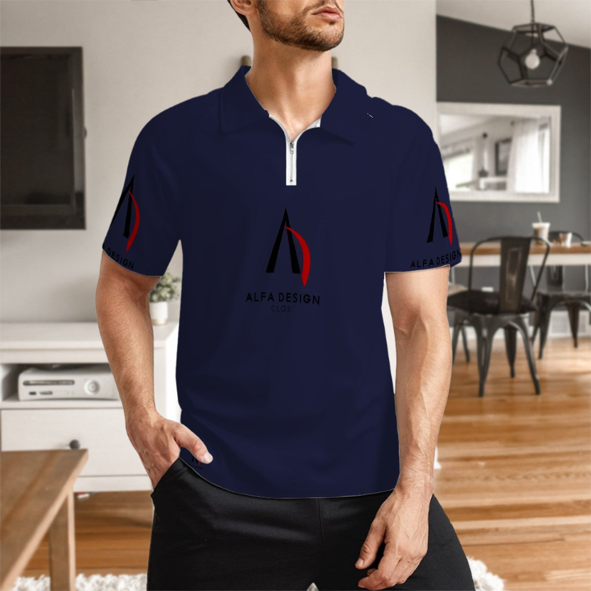 Zip Polo Shirts for Men Relaxed Fit