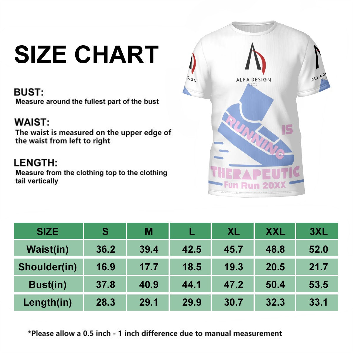 Men's ShortSleeve TShirt Customized Services ALFA   RUN GOOD